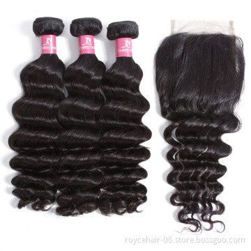 Wholesale Cheap Price Natural Wave Human Hair Extension 4 Bundle Hair With Closure